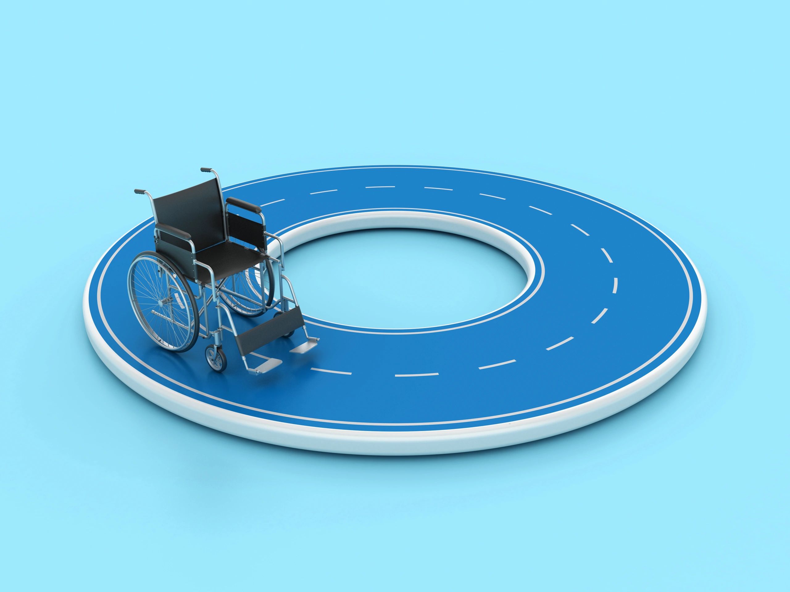 Wheelchair with Circular Road - Color Background